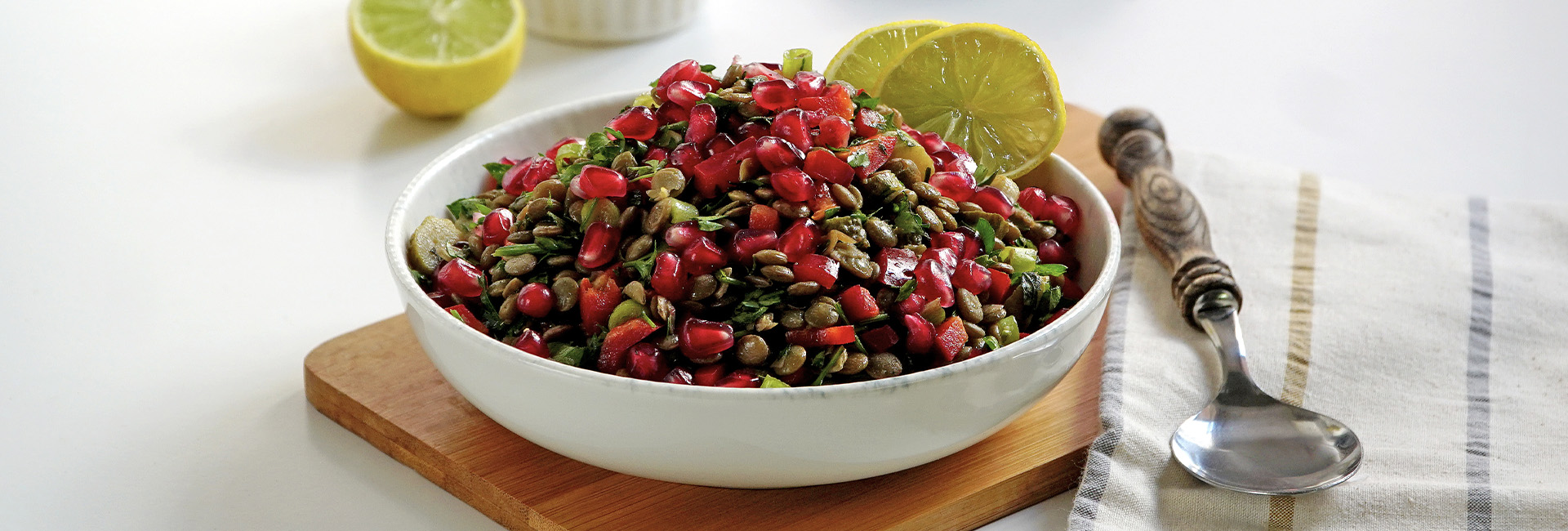 GREEN LENTIL SALAD WITH POMEGRANATE