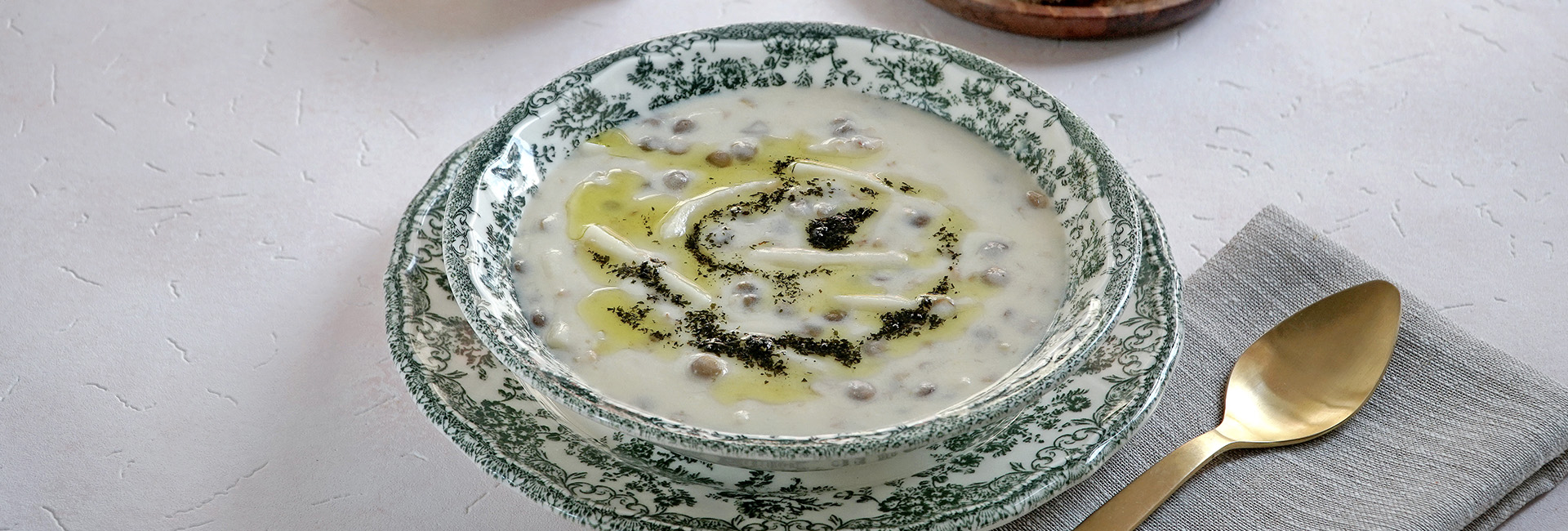 GREEN LENTIL SOUP WITH NOODLES