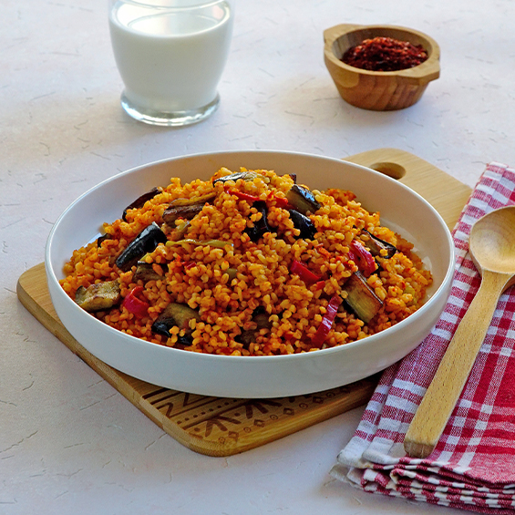 Patlıcanlı Bulgur Pilavı Tarifi | Hasata